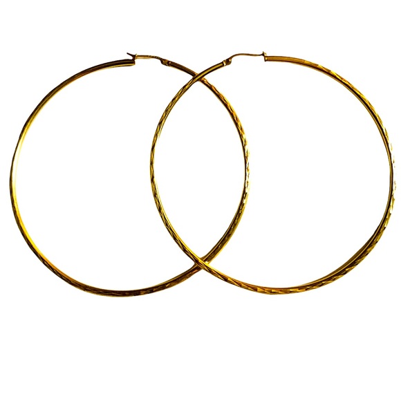 Gold Tone Large Hoop Earrings - Picture 2 of 2